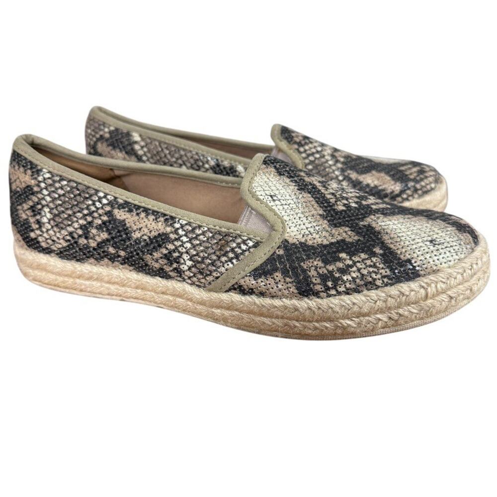 Clarks Azella Theoni Perforated Espadrille Snakeskin Slip On Flats Shoes sz 8